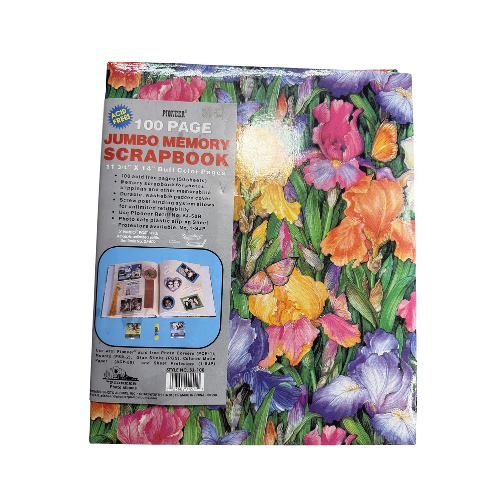 Vintage Pioneer Jumbo Memory Scrapbook 100 Page SJ-100 Floral Iris Acid Free‎